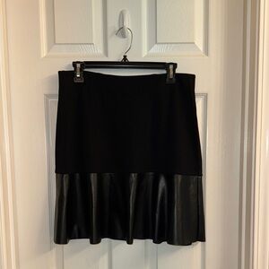 Cabi Black Faux Leather Hem Skirt